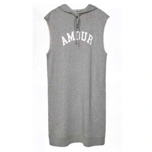 ZADIG & VOLTAIRE GREY SLEEVELESS HOODIE AMOUR DRESS MEDIUM